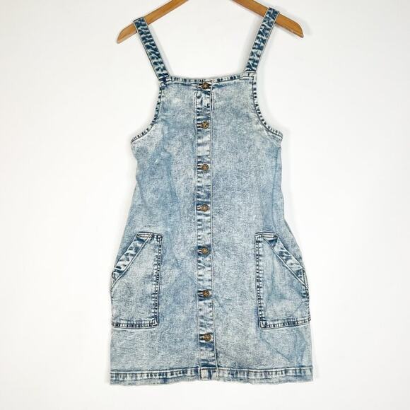 Arizona Jean Co Denim Jumper Dress Light Blue Juniors - Picture 1 of 13